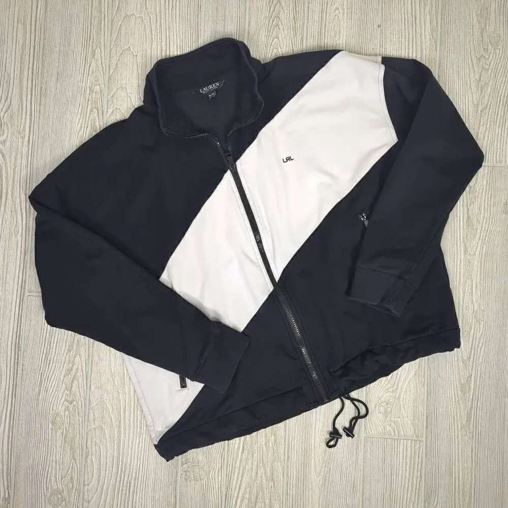 Vintage Lauren Ralph Lauren LRL Women Size XL Black White Zip Up Jacket - Picture 3 of 8